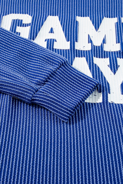 Bluing Corded GAME DAY Graphic Long Sleeve Top