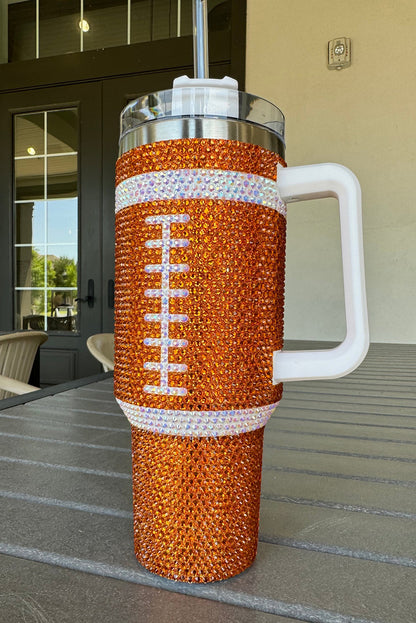 Dark Green 40oz Rhinestone Rugby Football Handle Vacuum Cup