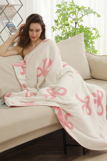 Pink Bow Printed Cozy Soft Throw Blanket