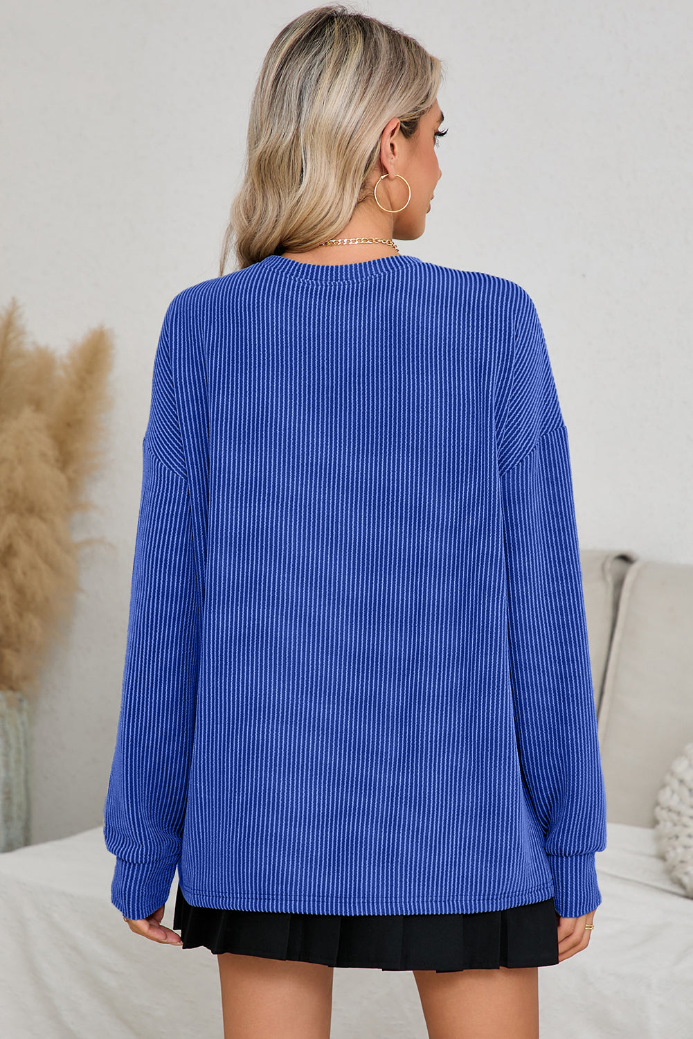 Bluing Corded GAME DAY Graphic Long Sleeve Top