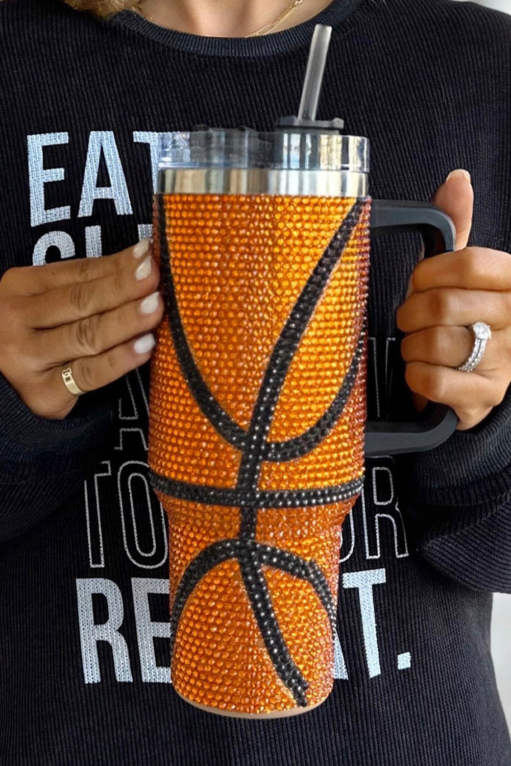 Chestnut Game Day Basketball Rhinestone 40 Oz Tumbler