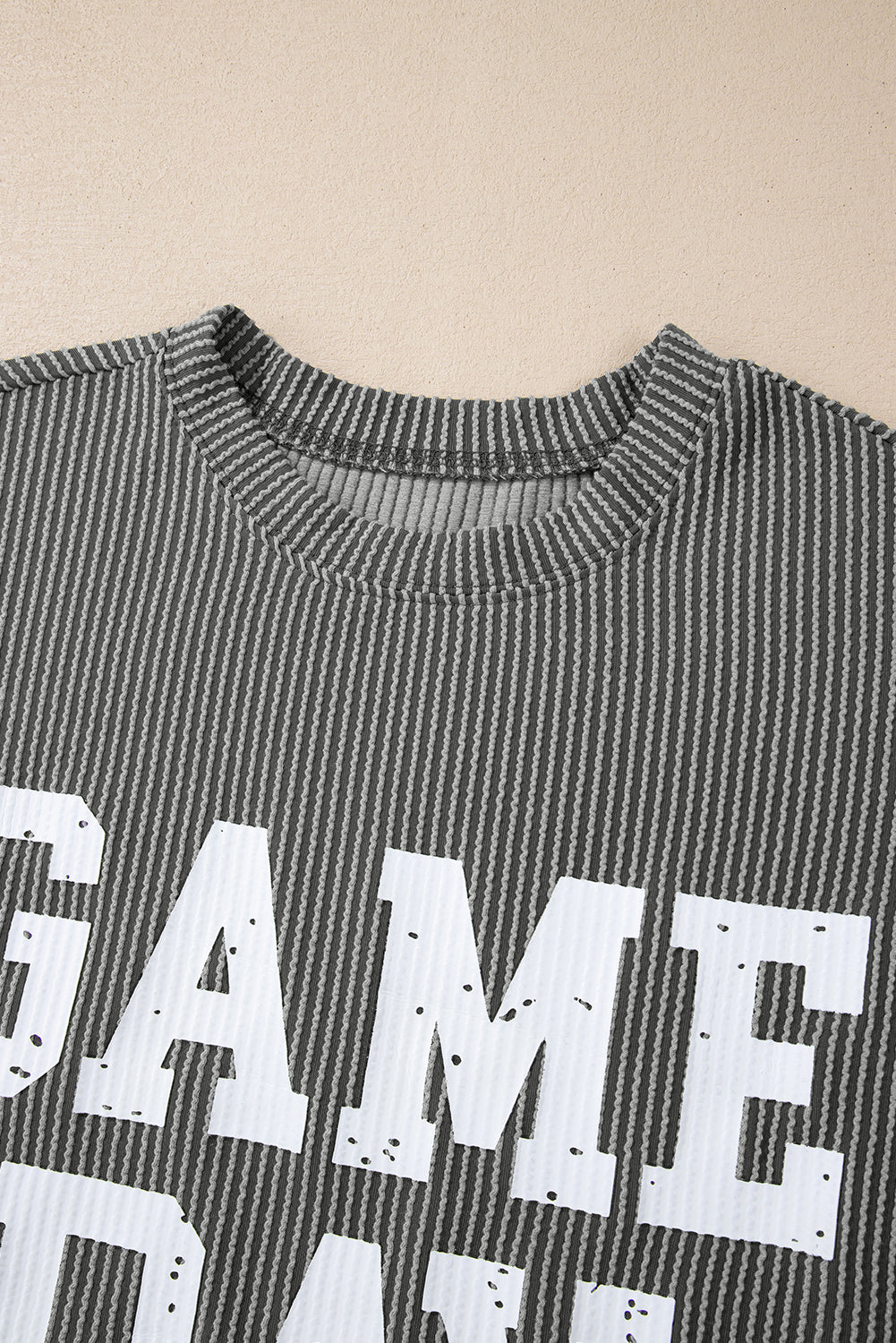 Bluing Corded GAME DAY Graphic Long Sleeve Top