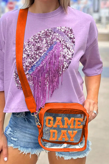 Fiery Red Chenille GAME DAY Pattern Clear Bag