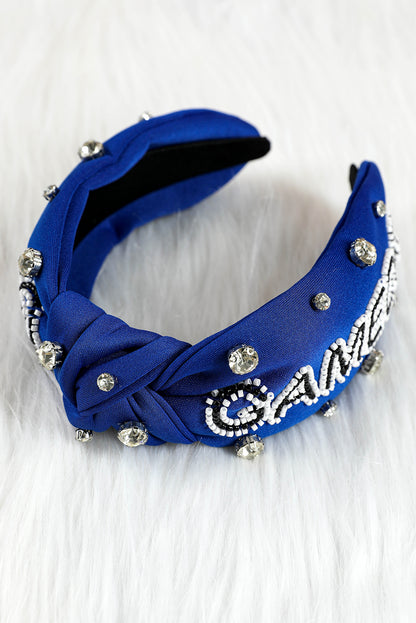 Dark Blue Rhinestone GAMEDAY Pattern Headband