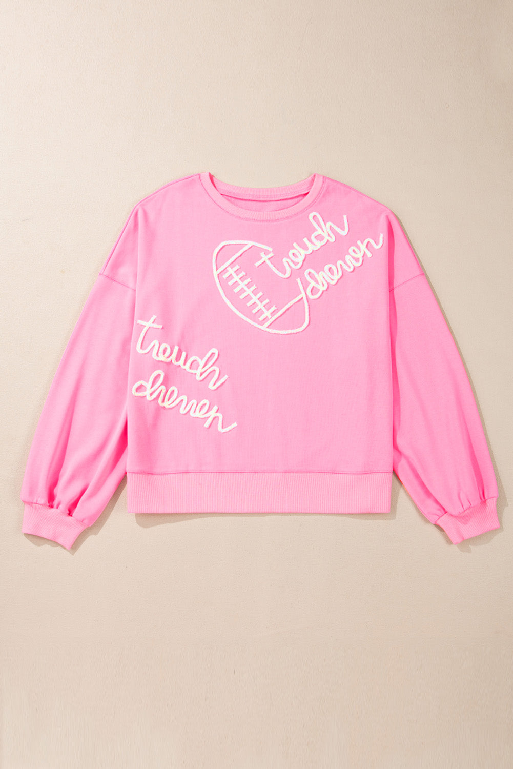 Pink Touch Down Rugby Plus Size Sweatshirt