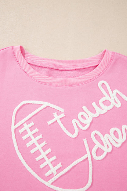 Pink Touch Down Rugby Plus Size Sweatshirt