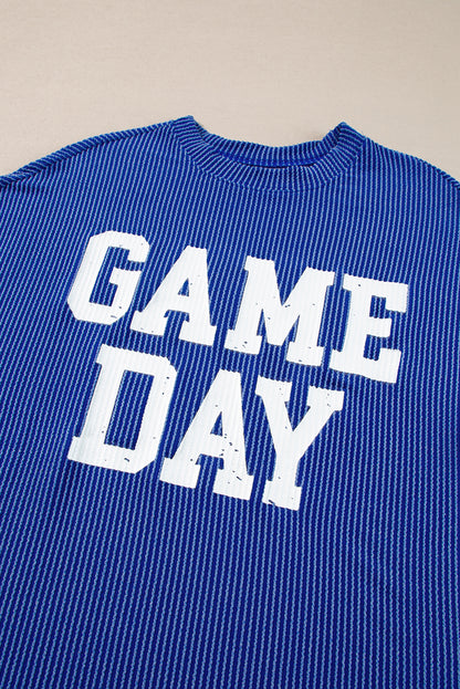 Bluing Corded GAME DAY Graphic Long Sleeve Top