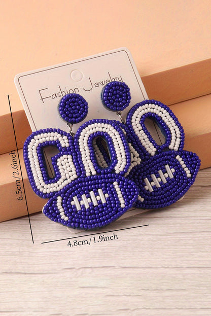 Bluing Beaded GO Baseball Shape Dropping Earrings