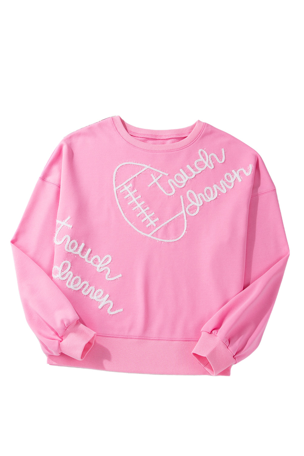 Pink Touch Down Rugby Thread Embroidery Sweatshirt