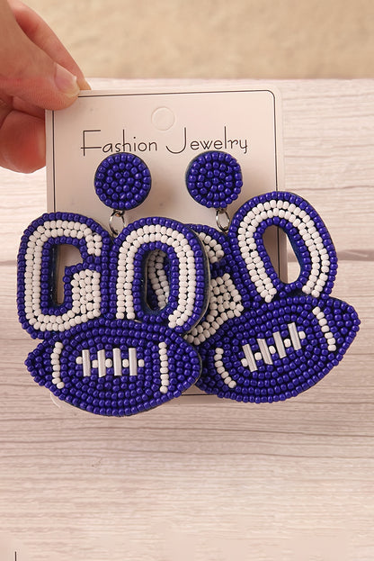 Bluing Beaded GO Baseball Shape Dropping Earrings