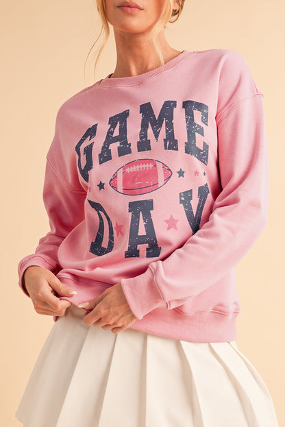 Pink Rugby GAME DAY Graphic Drop Shoulder Sweatshirt