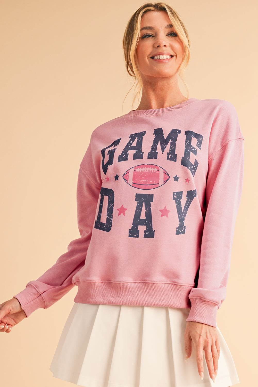 Pink Rugby GAME DAY Graphic Drop Shoulder Sweatshirt