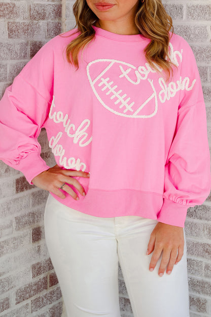 Pink Touch Down Rugby Plus Size Sweatshirt