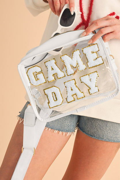 Fiery Red Chenille GAME DAY Pattern Clear Bag