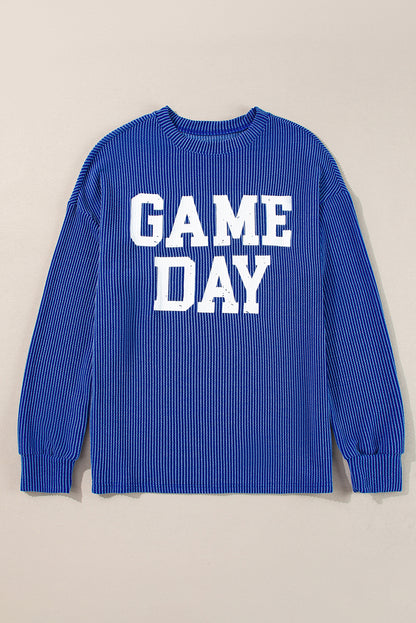 Bluing Corded GAME DAY Graphic Long Sleeve Top