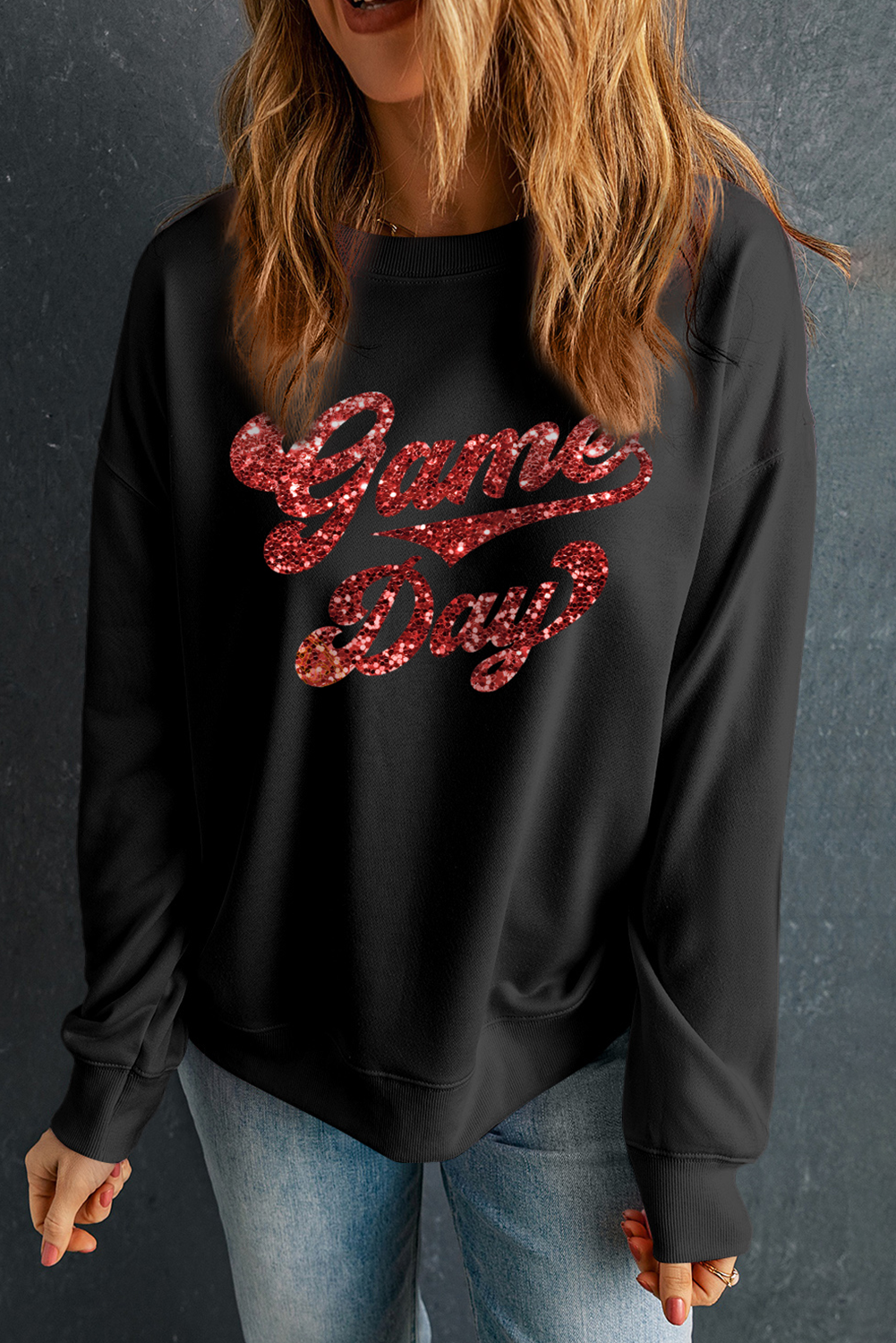 Black Game Day Graphic Pullover Sweatshirt